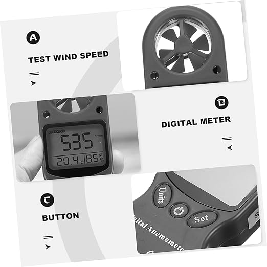 GLEAVI 1pc Digital Anemometer Hygrothermograph Wind Speeds Wind Gauge Handheld for Airflow Velocity for Environmental Monitoring Air Conditioning - Image 7