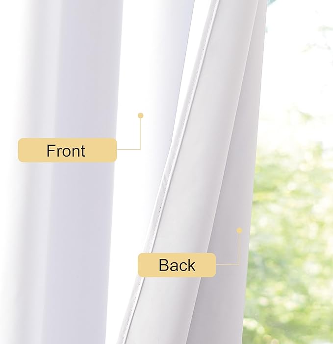 NICETOWN Bedroom 100% Blackout Curtains, 2 Panels, 42 by 63, Snow White, Window Treatment Rod Pocket Curtains/Drapes for Bedroom - Image 6