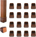16pcs Square Chair Leg Floor Protectors, Felt Pads Chair Leg Protectors for Hardwood Floors, SiliconeFurniture Feet Cups Covers Felt Pads, Prevents Scratches & Reduce Noise, Brown, X-Small by BAIPOK