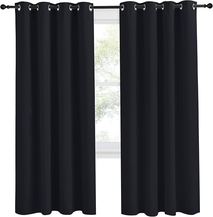 NICETOWN Black Blackout Curtain 78 inch Length, W55 x L78 Inch, 8 Grommets Top, 1 Piece, Thermal Insulated Modern Window Treatment Soundproof Drape Panel for Bedroom/Living Room - Image 2