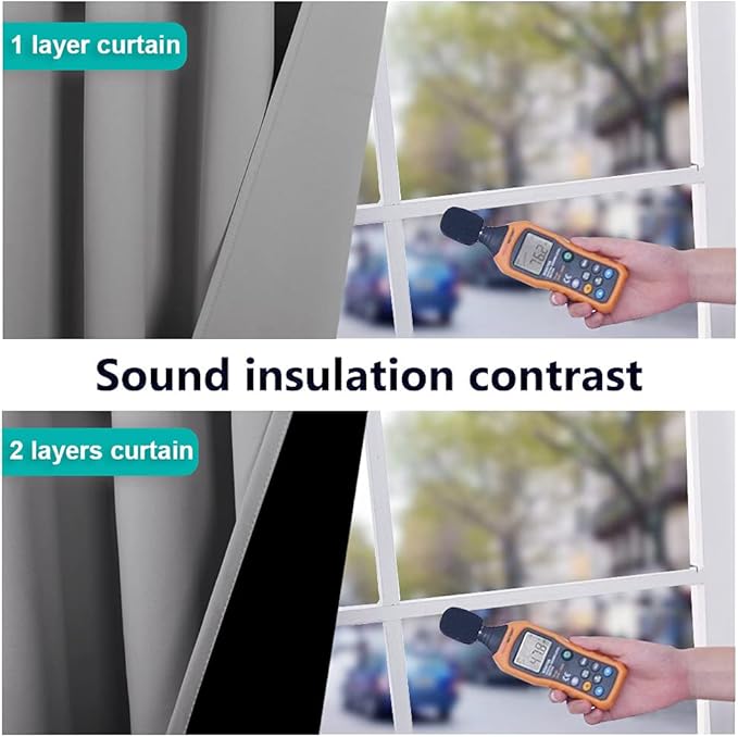 NICETOWN 100% Blackout Curtain with Black Liner, Thermal Insulated Full Blackout 2-Layer Lined Drape, Energy Efficiency Window Drapery for Bedroom (Silver Grey, 1 Panel, 37-inch W by 63-inch L) - Image 3