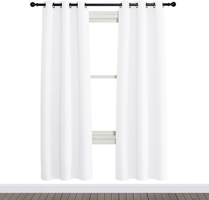 NICETOWN Room Darkening Window Treatment Curtain, Pure White, Single Panel, 34 by 72, Energy Smart Thermal Insulated Block Out Sunlight Shade & Blind for Bedroom with Grommet Ring Top - Image 2