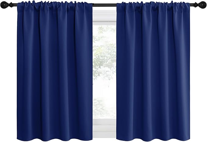 NICETOWN RV Blackout Curtains for Camper Windows, Navy Blue, 42" x 36", Set of 2, Kitchen Curtains, Short Blackout Drapes, Thermal Insulated Rod Pocket Window Treatment Draperies for Nursery by NICETOWN