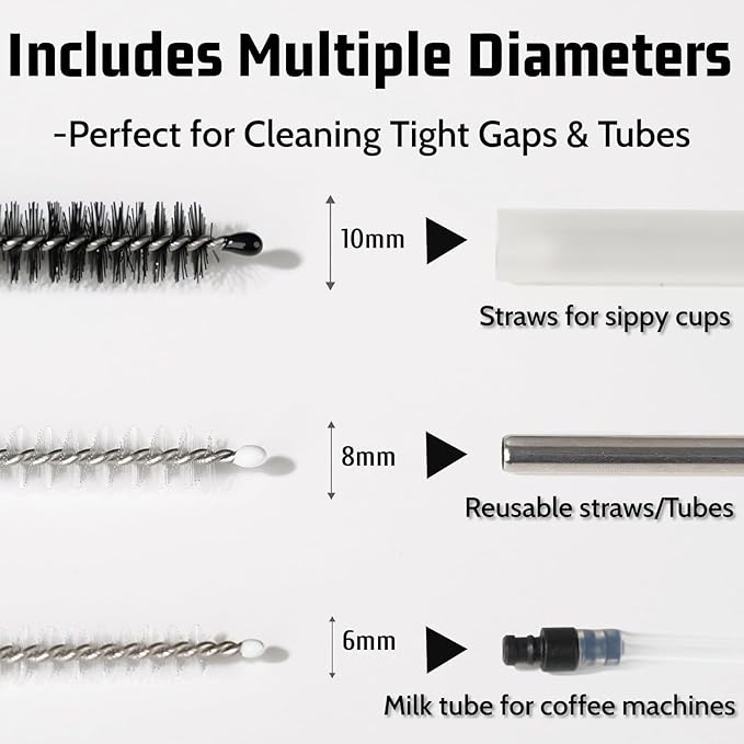 Milk Foamer Hose Brush, Tube Hose Cleaner Brush Ideal for Espresso & Coffee Machine Attachments，Extra Long Stainless Steel Brush for Cleaning Reusable Drinking Straws, Keg Lines and Pipes(13.7in) - Image 4