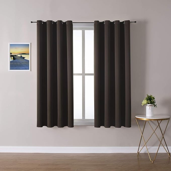 ChrisDowa Grommet Blackout Curtains for Bedroom and Living Room - 2 Panels Set Thermal Insulated Room Darkening Curtains (Brown, 52W x 54L) by ChrisDowa