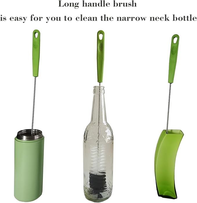 2 Pack 16" Water Bottle Brush for Cleaning, Dokpod Long Handle Bottle Cleaner Brush, Narrow Bottle Scrubber Brush, Hummingbird Feeder Cleaning Brushes, Cup Cleaner Brush, Meat Grinder Brush, for Pipe - Image 2