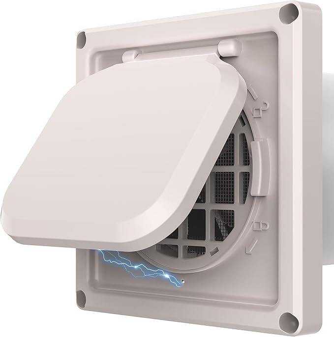Dryer Vent Cover Outside 4 inch, Magnetic Door Design, Durable Airflow Vent with Lint Trap Screen, Thickened Material, 6 inch x 6 inch Size, Beige by Unknown