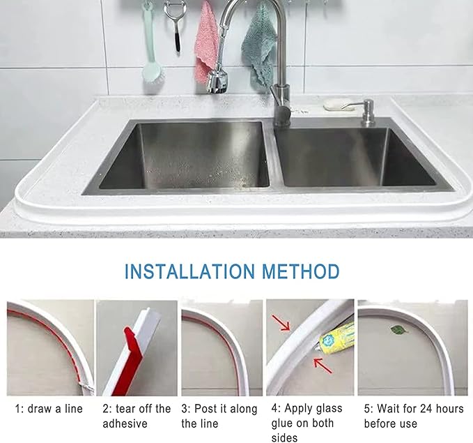 Collapsible Shower Water Guard Water Splash Guard Water Dam Barrier Shower Threshold for Shower Stall, Stay Dry Retainer for Wet and Dry Separation for Bathroom (75") - Image 3