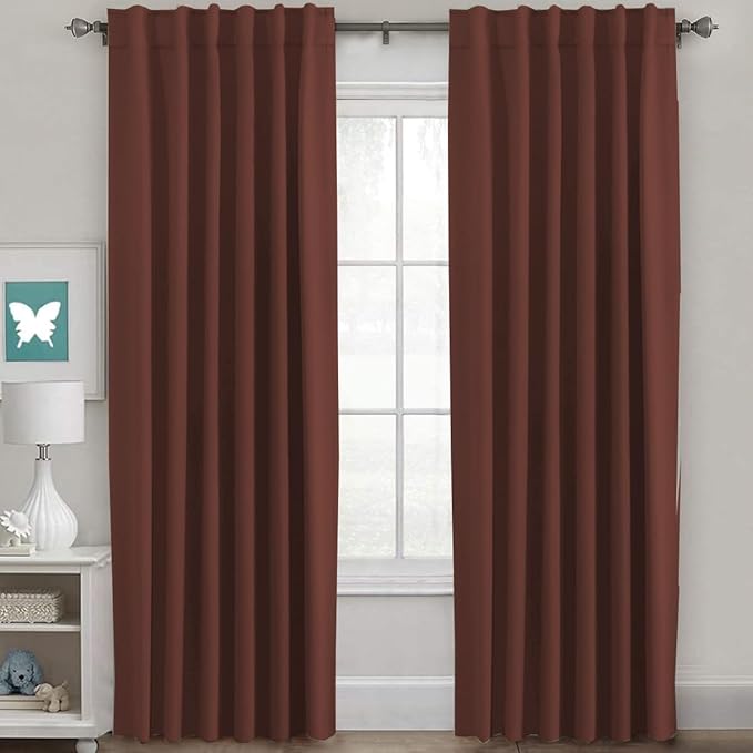 H.VERSAILTEX Blackout Curtains Thermal Insulated Window Treatment Panels Room Darkening Blackout Drapes for Living Room Back Tab/Rod Pocket Bedroom Draperies (2 Panels, Rust, 52 x 96 Inch) by HVERSAILTEX