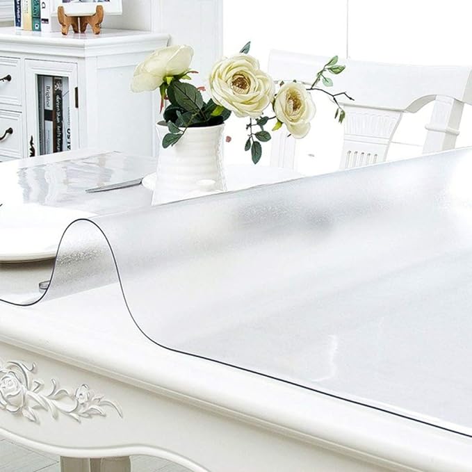 NECAUX Custom 32 x 32 Inch Frosted Table Cover Protector, 1.5mm Thick Crystal Water Resistant Plastic Square Heavy Duty Desk Pad Mat Non-Slip Tablecloth Protector for Dining Room Table, Meeting Table - Image 3