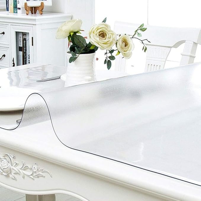 NECAUX 17 x 44 Inch Frosted Table Protector, 1.5mm Thick Plastic Heavy Duty Table Pad Desk Mat Desk Protector for Kids Desk Computer Writing Desk Sofa Table Media Stand Coffee Table Makeup Room Decor - Image 3