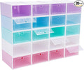 20 Pack Shoe Storage Box, Stackable Clear Plastic Shoes Organizer for Closet, Space Saving Foldable Shoe Rack Sneaker Container Bin Holder with Lids (Colorful) by XUANIIIL