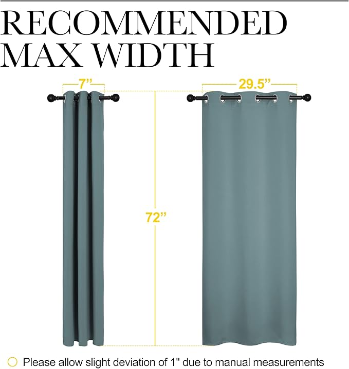NICETOWN Modern Blackout Curtains Noise Reducing for Bedroom, Thermal Insulated and Privacy Room Darkening Drape Panels for Boy's Guest Room Door Window (Greyish Blue, 2 Panels, W34 x L72 -Inch) - Image 7