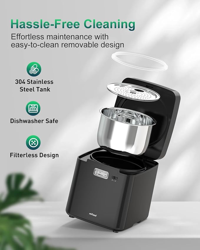 Mifasol Stainless Steel Humidifier, 3.3L/0.87Gal Steam Warm Mist Humidifiers for Bedroom 800 sq ft, Easy to Clean Humidifiers for Home, Dishwasher Safe Humidifier Large Room Baby Nursery Office, Black - Image 5
