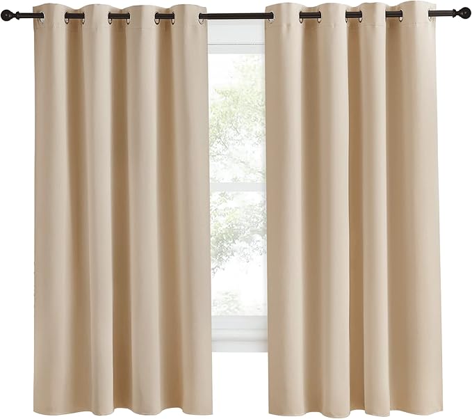 NICETOWN Room Darkening Biscotti Beige Curtain, 55x68 inches, 1 Piece, Modern Design Light Reducing & Privacy Protection Short Window Drape/Drapery for Kid's Room - Image 2
