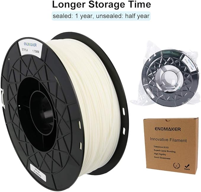 ST-PLA (PLA++) 3D Printer Filament White 1.75MM 1kg(2.2LBS) Spool Improved by New Formula for Creality CR-10 V2 Ender 3, Ender 3 pro V2 - Image 6