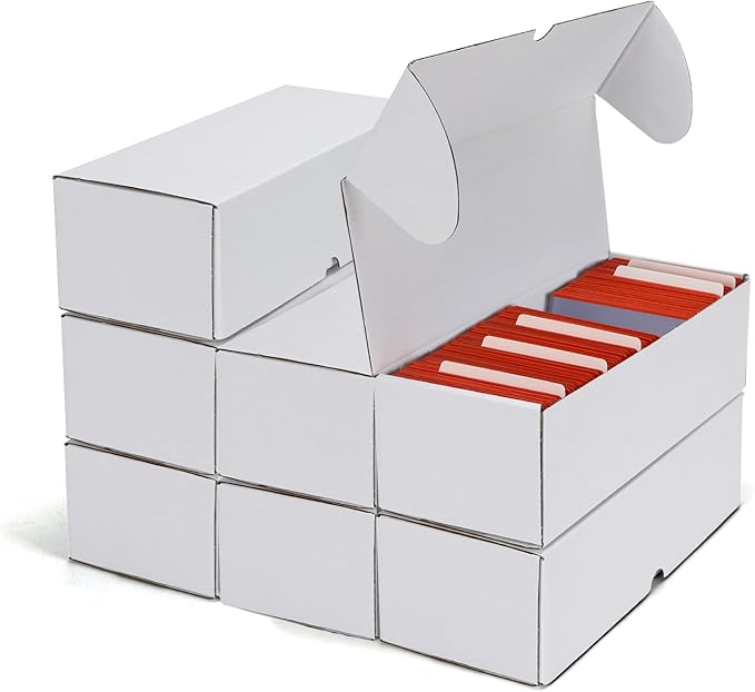 Bulk 300 Capacity Card Toploaders Storage Box, in Total 25 Pack All White Cardboard Shipping Boxes for 7500 Count 35pt 3x4 inch Toploaders or Toploaded Cards - Image 5