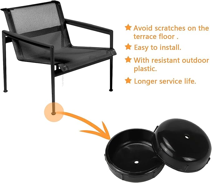 APPLIANCEMATES 1-1/2" Wrought Iron Patio Furniture Feet Glides,32 Pcs Plastic Outdoor Patio Furniture Feet Protectors Protecting Floor Surfaces from Scratches(Black) - Image 4