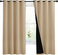 NICETOWN Bedroom Full Blackout Curtain Panels, Super Thick Insulated Window Covers, Complete Blackout Draperies with Black Liner for Short Window(Biscotti Beige, Set of 2 PCs, 55 by 68-inch) by NICETOWN