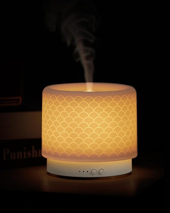 Essential Oil Diffuser, 280ml Ceramic Aromatherapy Diffuser with Ultrasonic Cool Mist Humidifier, Timer, Auto Shut-Off, Large Room Aroma Diffuser for Home, Bedroom, Office, Yoga - Image 8