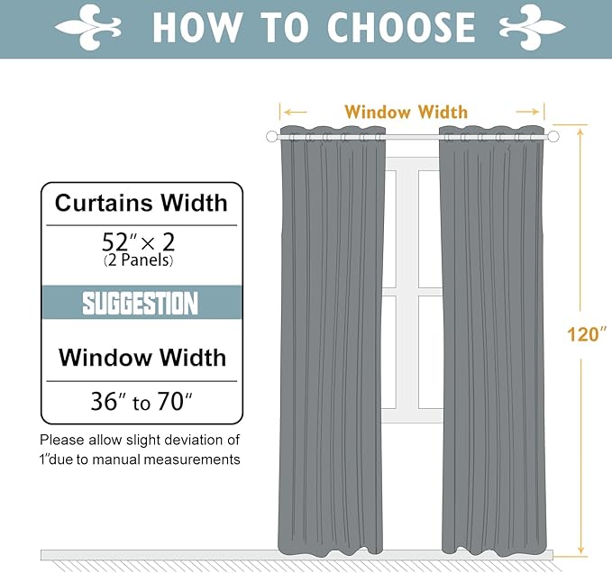 ChrisDowa Blackout Curtains 120 Inches Long 2 Panels Set for Living Room, Grommet Thermal Insulated Room Darkening Curtains for Bedroom (Light Grey, 52 x 120 Inch) - Image 5