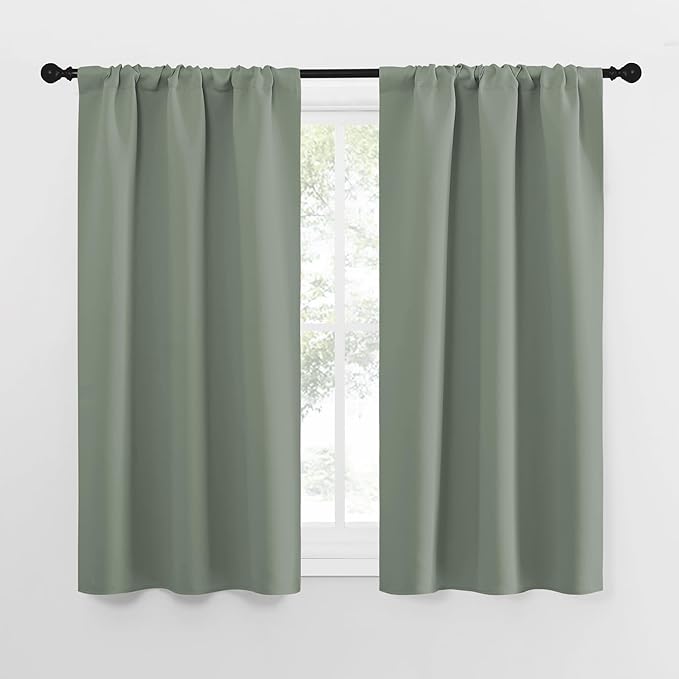 NICETOWN Window Curtains Blackout Drapes - Thermal Insulated Solid Rod Pocket Blackout Curtains/Draperies for Living Room (Sage Green, One Pair, 29 by 50-Inch) by NICETOWN