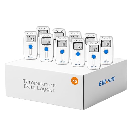 Elitech Digital Temperature Humidity Data Logger Medical Refrigerator Thermometer Vaccine Fridge Temperature Monitor, RC-4HC, 10 Pack by Elitech