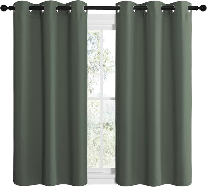 NICETOWN Blackout Curtain Panels, Home Decoration Thermal Insulated Solid Grommet Blackout Drape for Dining Room (Dark Mallard, 1 Pair, 42 by 50-Inch) - Image 2