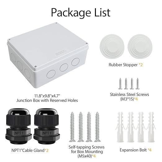 LeMotech Junction Box, Electrical Box IP65 Water Resistant Dustproof ABS Plastic Project Enclosure for Electronics White 11.8 x 9.8 x 4.7 inch - Image 7