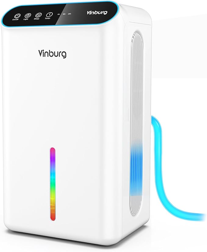 Dehumidifiers for Home 85 OZ Water Tank 800 sq. ft. Dehumidifier for Basement Bathroom Bedroom with Auto Shut Off, 7 Colors LED Light, Dehumidifiers with Sleep Mode, Drain Hose, Timer(Milky White) by Unknown
