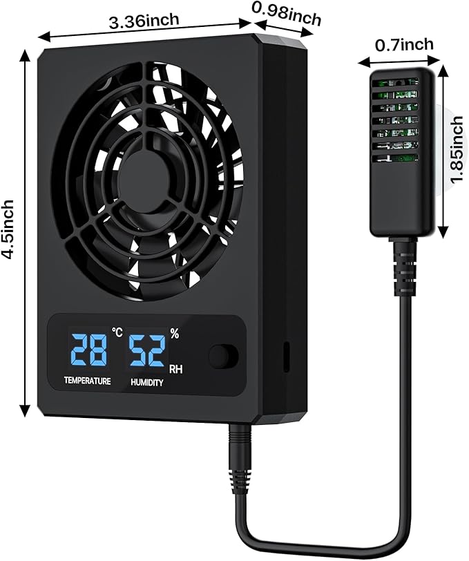 Reptile Humidity Control Fan for Terrariums, Quiet Airflow System for Tanks and Enclosures, Black - Image 2
