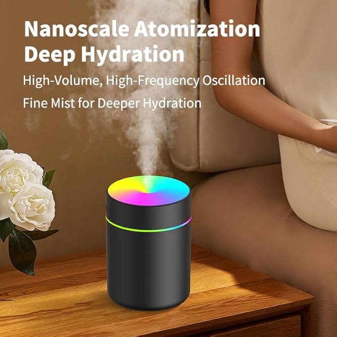 180ml Portable Small Humidifier with Colorful LED Night Light, USB Personal Desktop Humidifier for Car Home Office Travel, Auto Shut-Off, 2 Mist Modes, Super Quiet - Image 6
