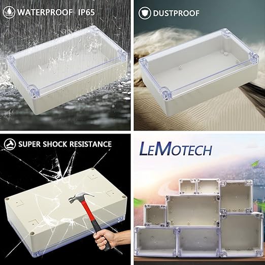 LeMotech ABS Plastic Junction Box Dustproof Waterproof IP65 Electrical Enclosure Box Universal Project Enclosure Grey with PC Transparent Clear Cover 8 x 4.7 x 2.2 inch（200 x120 x56 mm） - Image 7