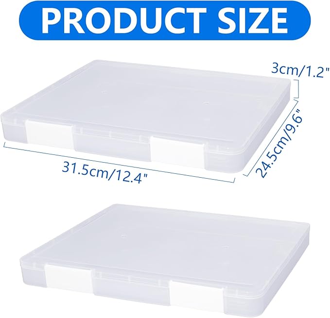3 Pcs Clear A4 File Storage Boxes with Buckle Closure - A4 Clear Plastic Document Storage Boxes for Crafts, Art Supplies, Document and Magazine Organization - 12.4 x 9.6 x 1.2 Inches - Image 3