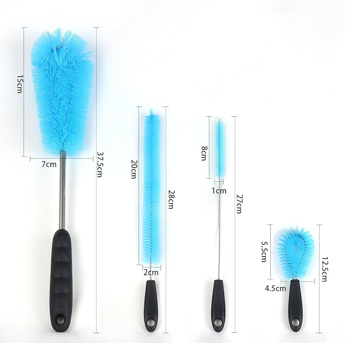 4 Pack Bottle Cleaner Brush Set 15/13/5 Inch Stainless Steel Water Bottle Cleaning Brushes Long Handle Scrubbing Brush for Mugs Flasks Tumblers Beer Wine Decanter Glass Jugs Lids Straw - Image 3