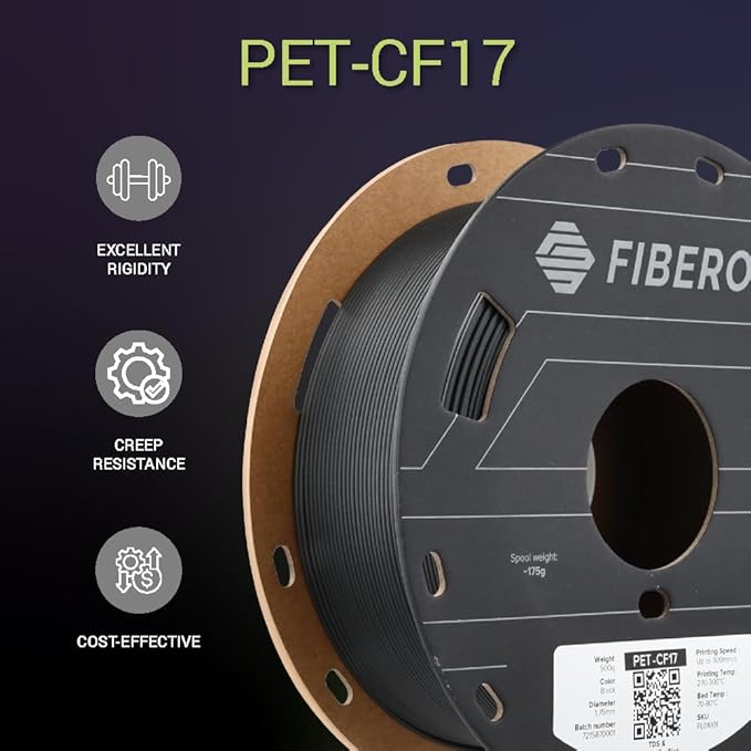 Polymaker Fiberon PET-CF17 3D Printing Filament Black 1.75mm 0.5kg, Excellent Stable Stiffness - Fiberon Carbon Fiber Reinforced PET 3D Printer Filament, Ideal for Jigs and Fixtures - Image 6