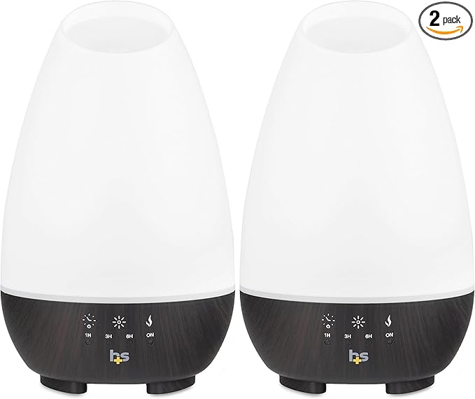 HealthSmart Essential Oil Diffuser, 500ML, Large Room Coverage | Adjustable Timer | Multiple Mist Modes | 7 LED Colors | Pack of 2 by HealthSmart
