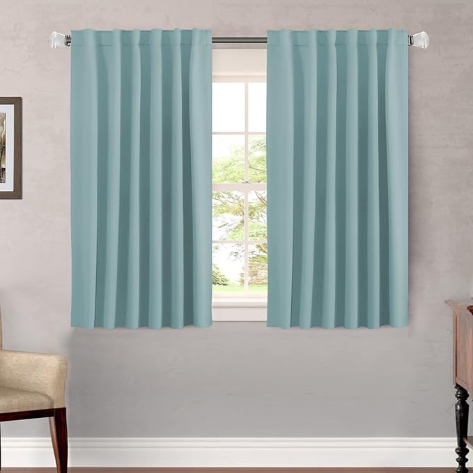 H.VERSAILTEX Blackout Curtains Thermal Insulated Window Treatment Panels Room Darkening Blackout Drapes for Living Room Back Tab/Rod Pocket Bedroom Draperies (2 Panels, Mineral Blue, 52 x 45 Inch) by HVERSAILTEX