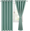 Hiasan Blackout Curtains for Bedroom, 60 x 63 Inches Length - Thermal Insulated & Noise reducing Window Curtains for Living Room, 2 Drape Panels Sewn with Tiebacks, Sage Green by Hiasan