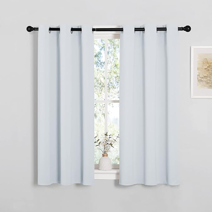 NICETOWN Room Darkening Draperies Curtains Panels, Window Treatment Thermal Insulated Grommet Room Darkening Curtains/Drapes for Bedroom (Greyish White, 2 Panels, 34 by 45) - Image 2