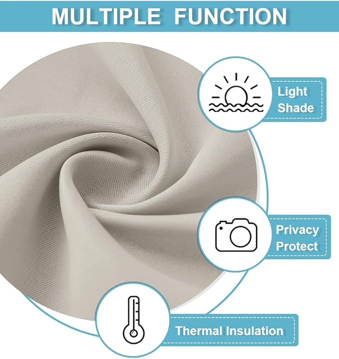 RYB HOME Extra Wide Curtains for Divider Room Separation Soundproof Temporary Door Curtains for Bedroom Closet Office Theatre Garage Living Room Privacy Drop Cloth, W 120 x L 90 inches, Natural - Image 6