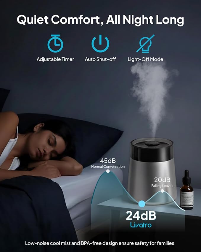 7L Ultrasonic Stainless Steel Cool Mist Humidifier for Bedroom & Large Room, Top Fill, Ultra Quiet 24dB, 3 Mist Levels, Easy Clean Dishwasher Safe Humidifier for Living Room Office - Image 5