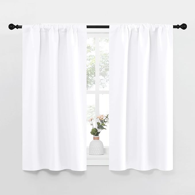 NICETOWN RV Curtains for Camper Windows, White Curtains for Kitchen Window, Home Decoration Light Filtering Curtains & Drapes for Small Window (29" Wide by 40inches Long, 1 Pair) by NICETOWN