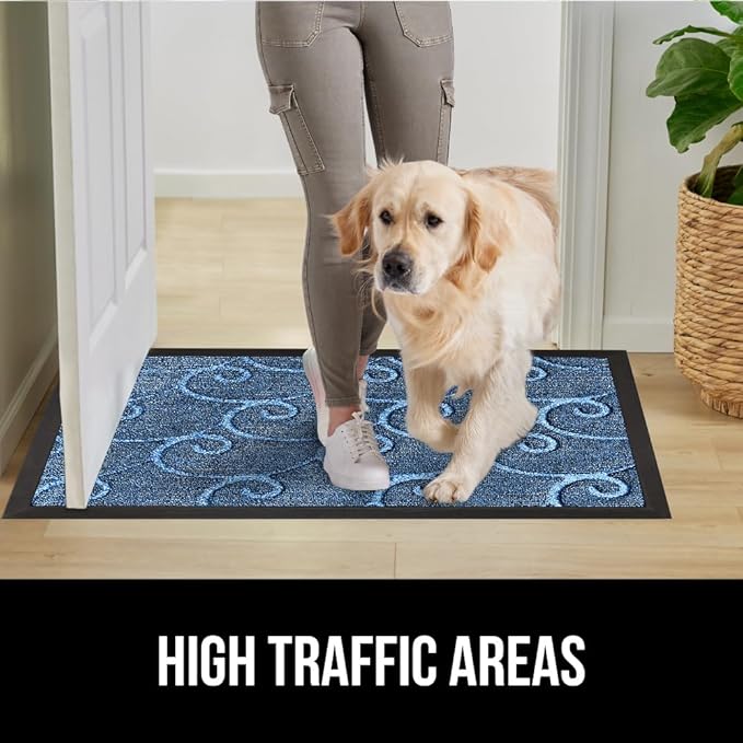 GORILLA GRIP 100% Waterproof All-Season WeatherMax Doormat, 47x35, US Designed Natural Rubber, Stain and Fade Resistant, Low Profile Indoor Outdoor Door Mats, Easy Clean Patio Mat, Ocean Blue Waves - Image 6