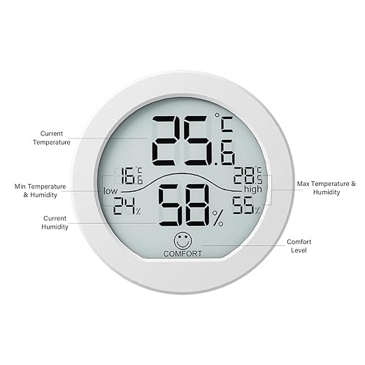 SECRUI Hygrometer Thermometer for Room Temperature Humidity Meter Indoor Thermometer Accuracy Calibration LCD Temperature Sensor with Maximum and Minimum Records, TH1, White, 2 Pack - Image 3
