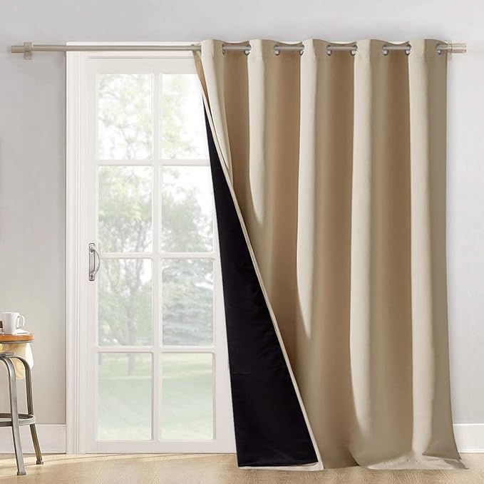 NICETOWN Wall Curtain, Room Divider Curtain for Doorways, Vertical Blind for Sling Door, Privacy Sound Reduction Curtains Room Dividers for Patio (Biscotti Beige, 1 Panel, 108" Tall x 70" Wide) - Image 2
