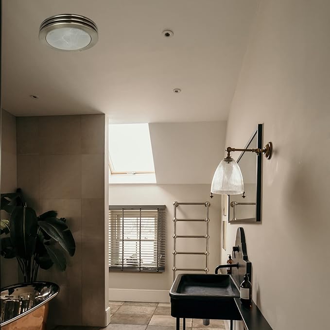 Akicon Ultra Quiet Bathroom Exhaust Fan with LED Light 80CFM 2.0 Sones Round Bathroom Ventilation Fan with Frosted Glass Cover Brushed Nickel Finish (Brushed Nickel) - Image 8