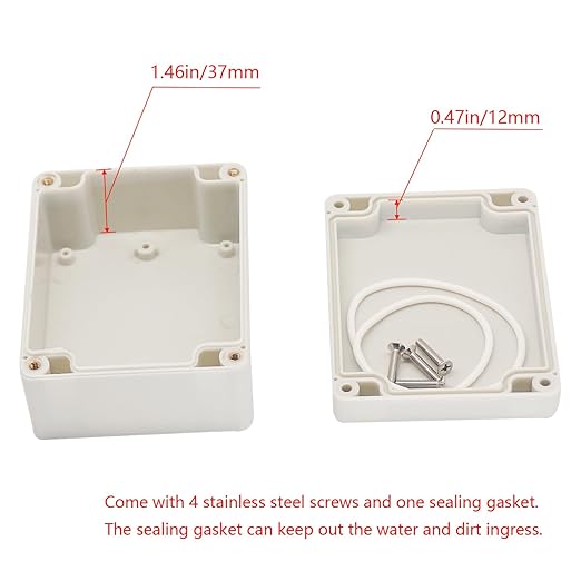 Project Box IP65 Waterproof Junction Box ABS Plastic Electrical Boxes DIY Electronic Project Case Power Enclosure White 4.53x3.54x2.17 inch (115 x 90 x55 mm) - Image 4