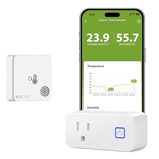 MOCREO WiFi Room Thermometer Hygrometer, Remote App Email Alert, 2 Years Data Export, 2 Years Battery, No Subscription, Wireless Temperature Humidity Sensor for Bedroom, Greenhouse, Basement by MOCREO
