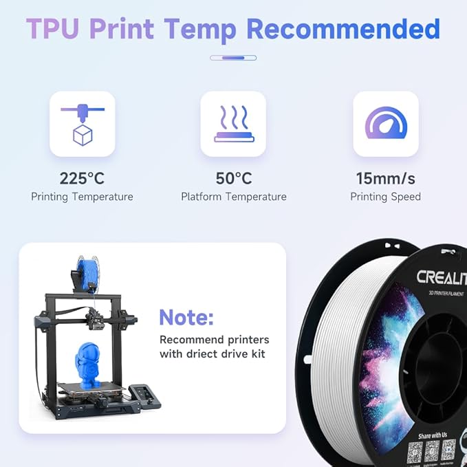 Official Creality TPU Filament, Flexible 3D Printer Filament 1.75mm, 95A Shore High Hardness & Resilience, Dimensional Accuracy +/- 0.03 mm for Most FDM 3D Printers - Image 4